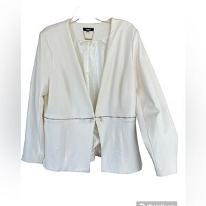 PREMISE Collection winter white blazer zipper accents lined size 1X NWT